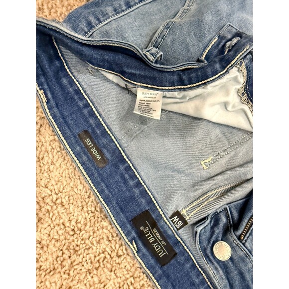 Judy Blue Jeans Women's 16W Plus Size Blue Wide Leg Stretch Denim JB82401MD-PL - Picture 3 of 5